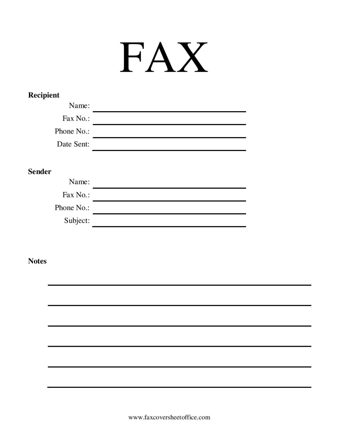 Generic Fax Cover Sheet PDF Printable