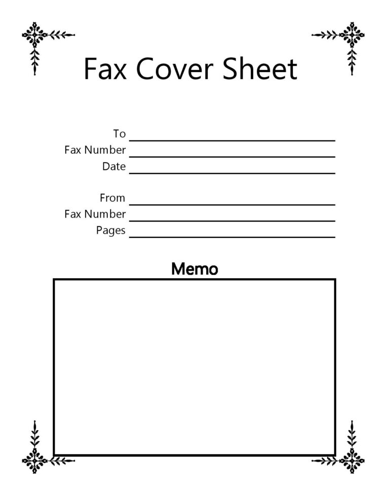 Printable Personal Fax Cover Sheet Blank Free Template