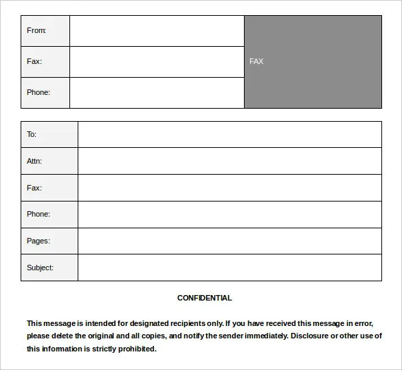 Fax Cover Sheet Printable PDF