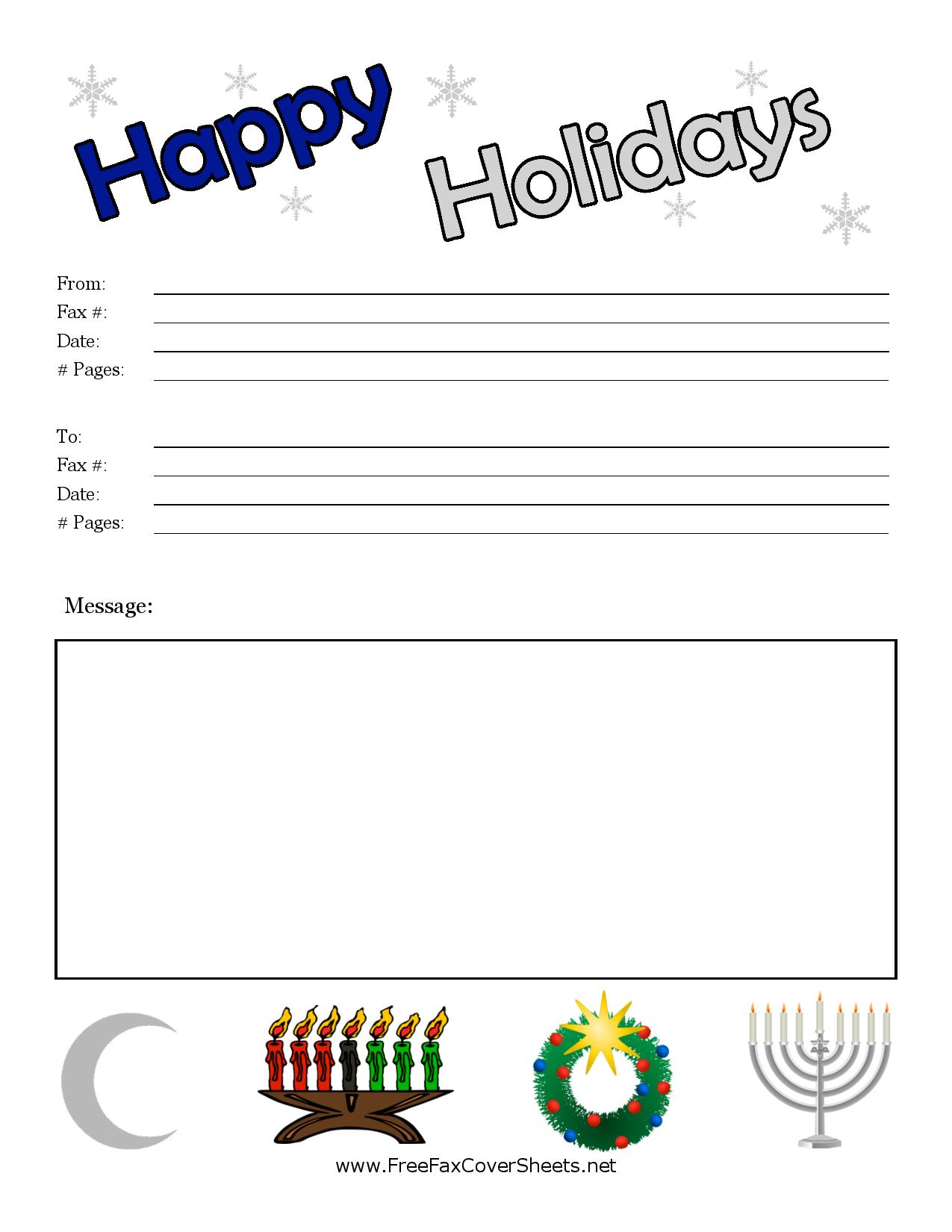Holiday Fax Cover Sheet Free Printable