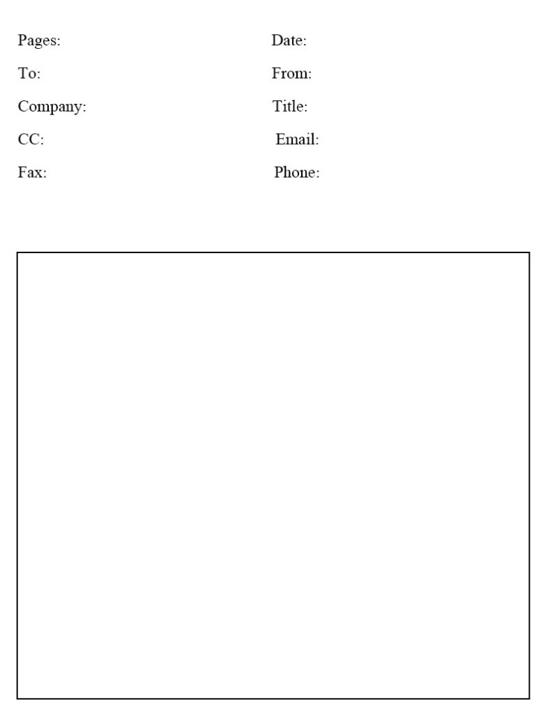 Printable IRS Fax Cover Page