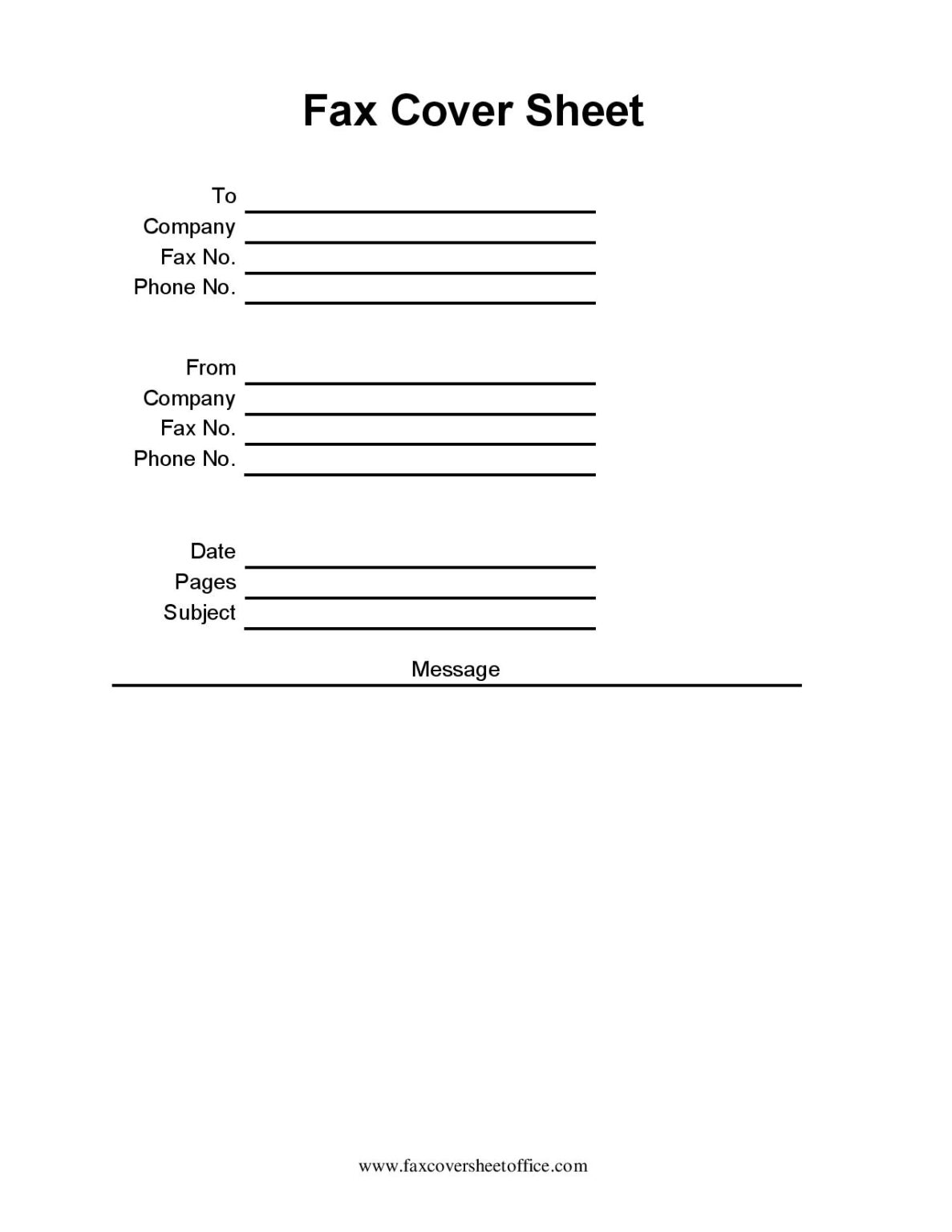 Plain Fax Cover Sheet Template PDF