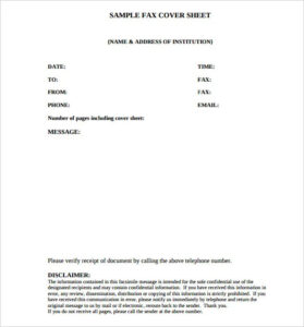 Fax Cover Sheet With Disclaimer Confidential Statement   Sample Fax Cover Sheet With Disclaimer 279x300 